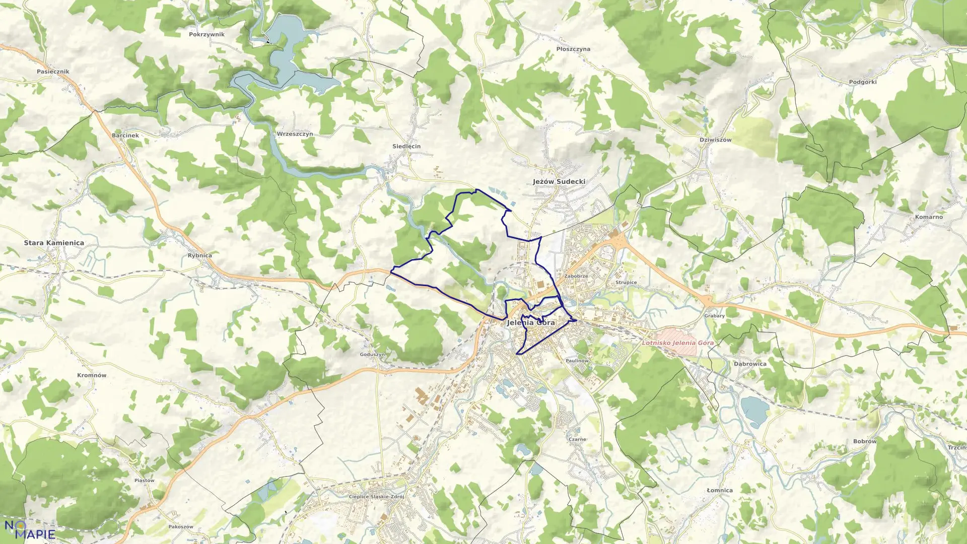 Mapa obrębu 28 NE w mieście Jelenia Góra