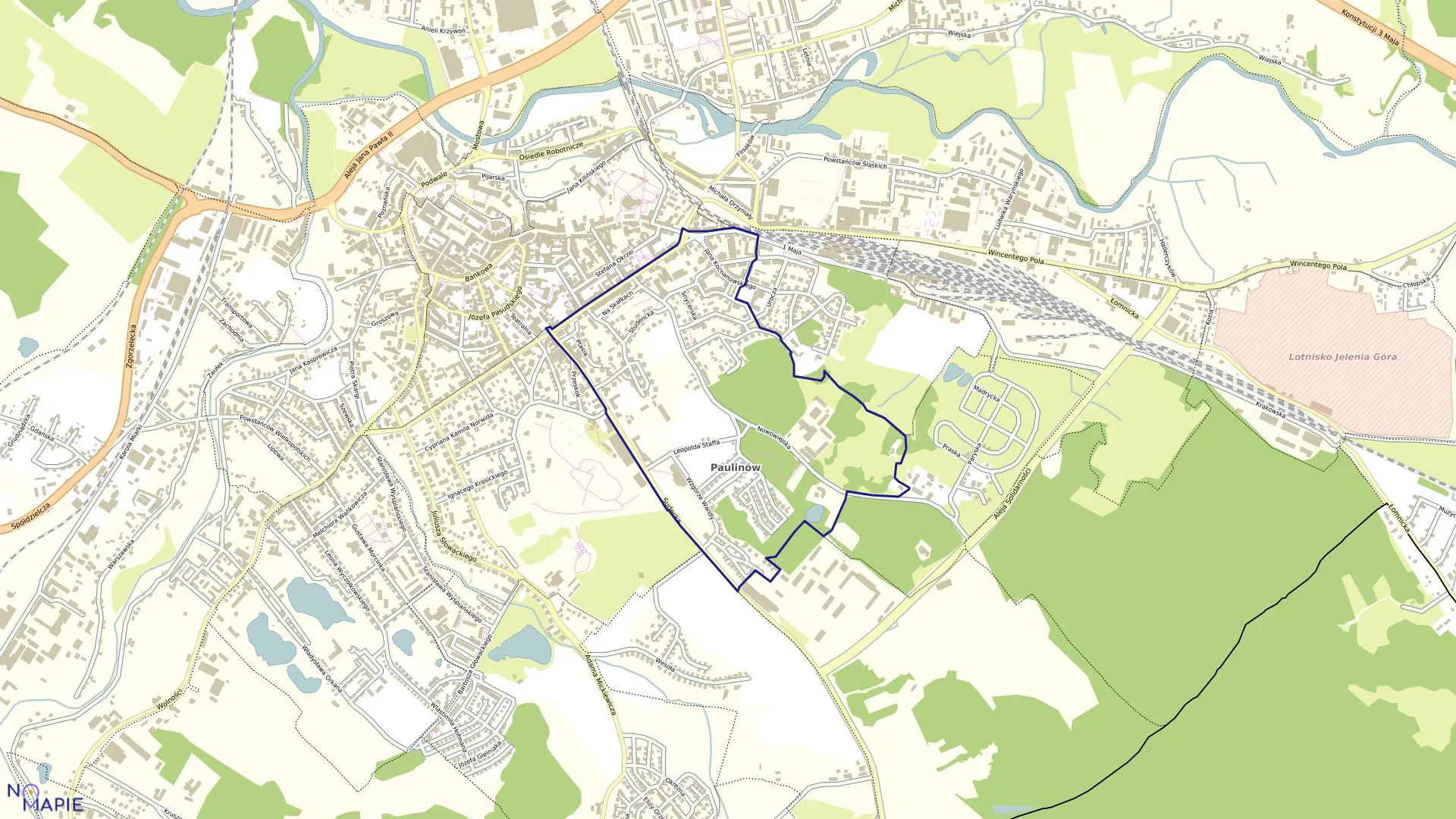 Mapa obrębu 33 w mieście Jelenia Góra