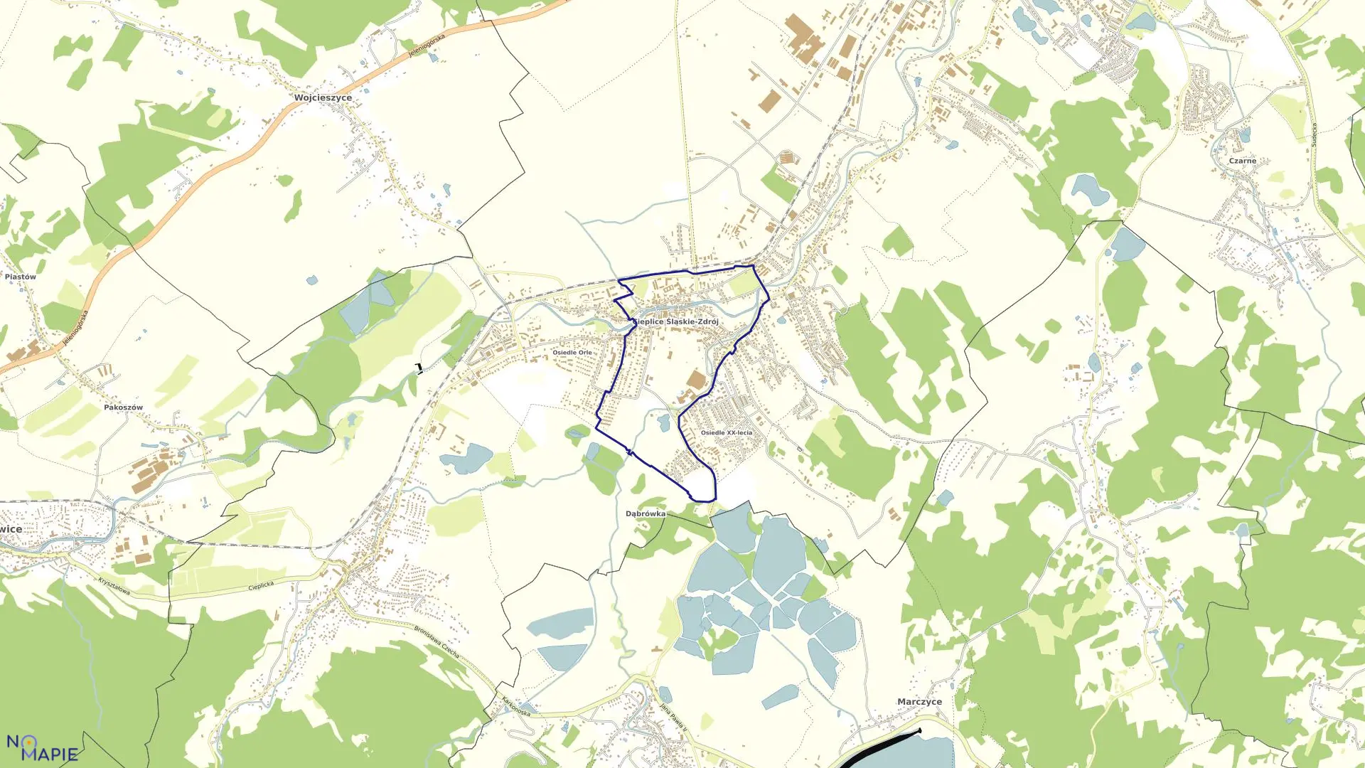 Mapa obrębu CIEPLICE - V w mieście Jelenia Góra