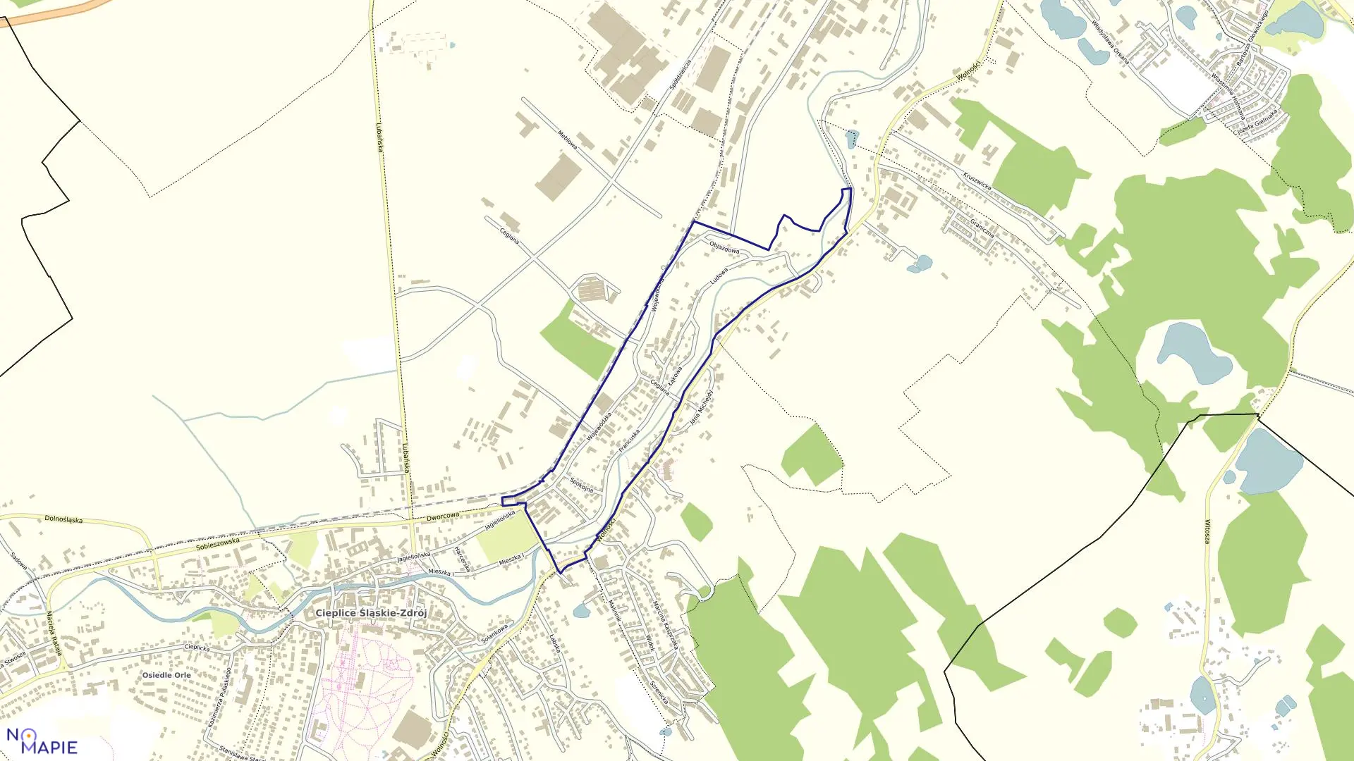 Mapa obrębu CIEPLICE - VI w mieście Jelenia Góra