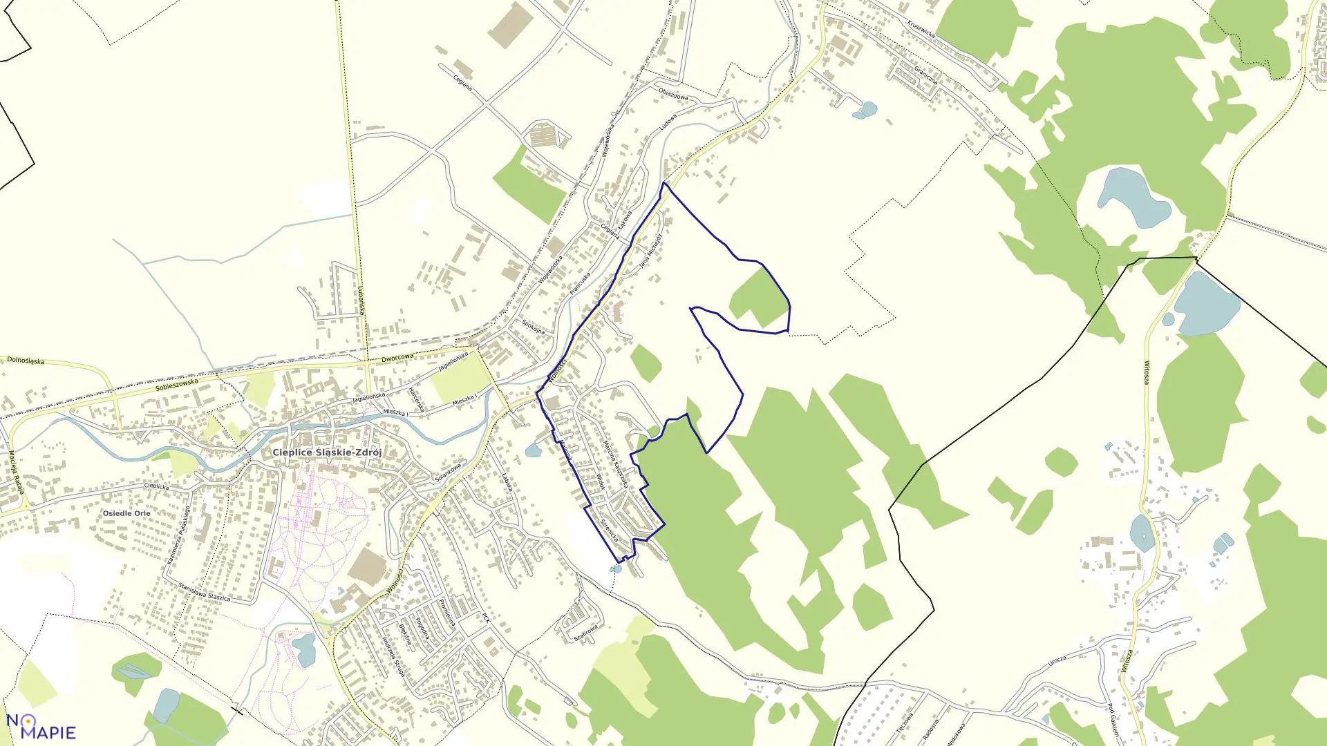 Mapa obrębu CIEPLICE - VIII w mieście Jelenia Góra
