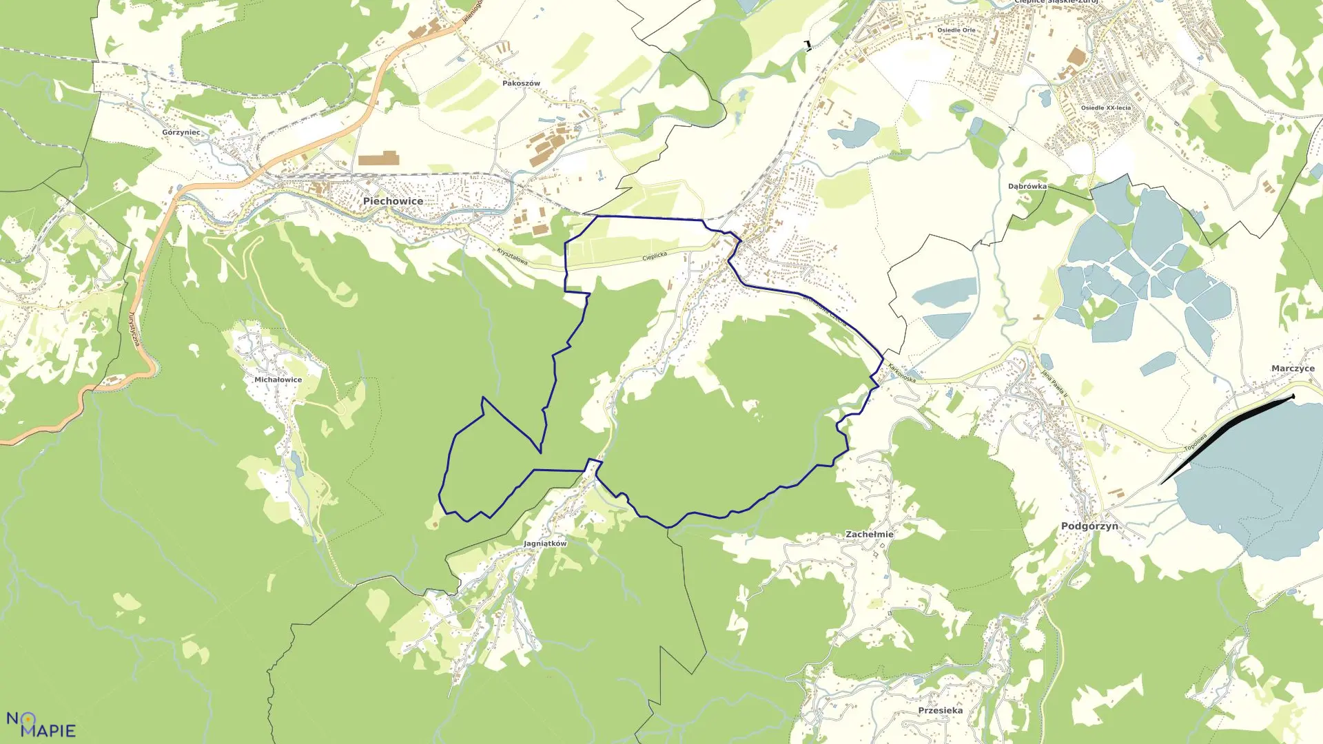 Mapa obrębu SOBIESZÓW - I w mieście Jelenia Góra