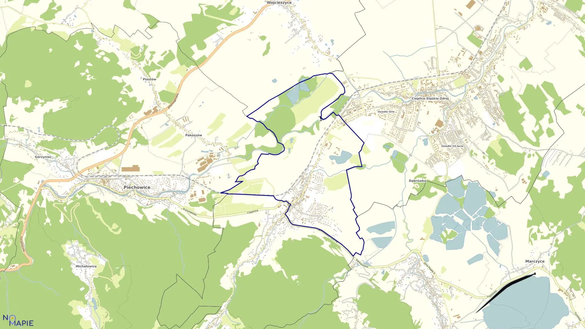 Mapa obrębu SOBIESZÓW - II w mieście Jelenia Góra